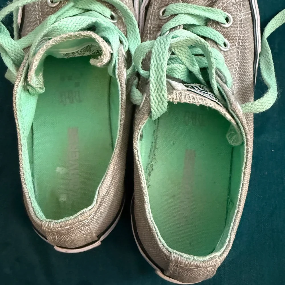 Converse Chuck‎ Taylor All Star Junior Shoes Size 13 Gray Mint Green Lace Up